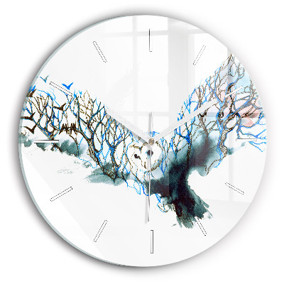 Round glass clock Freedom and nature of birds