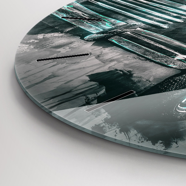 Round glass clock Old School Car