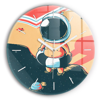 Round glass clock Baby astronaut