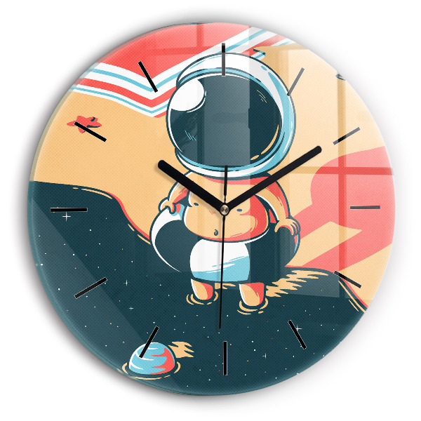 Round glass clock Baby astronaut
