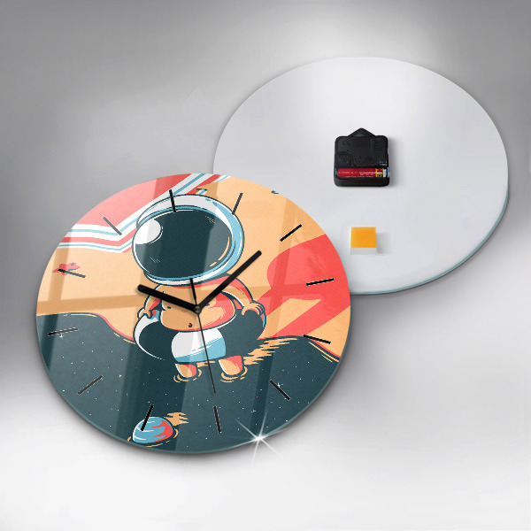 Round glass clock Baby astronaut