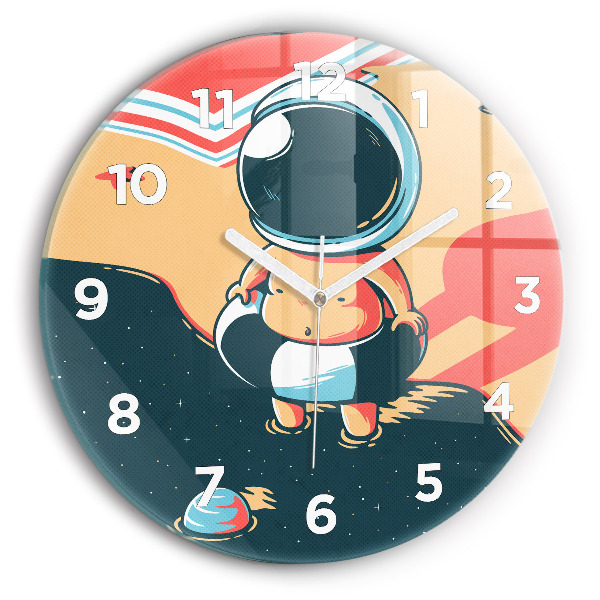 Round glass clock Baby astronaut