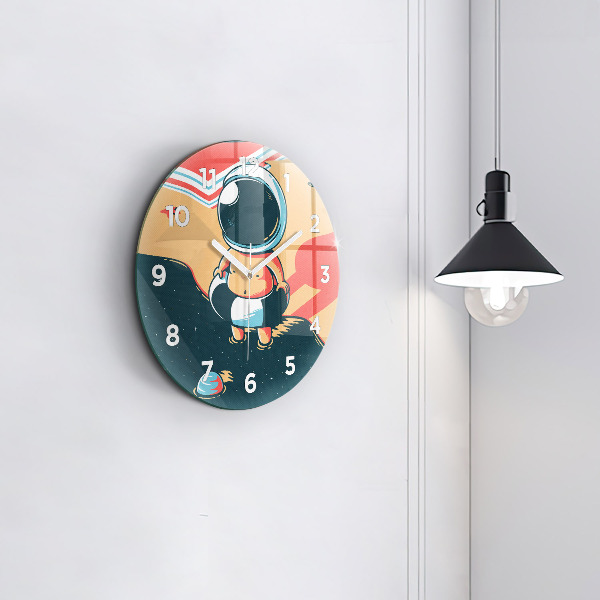 Round glass clock Baby astronaut