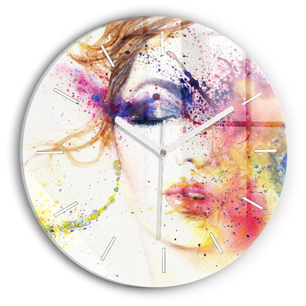 Round glass clock Portrait of a Mysterious Woman