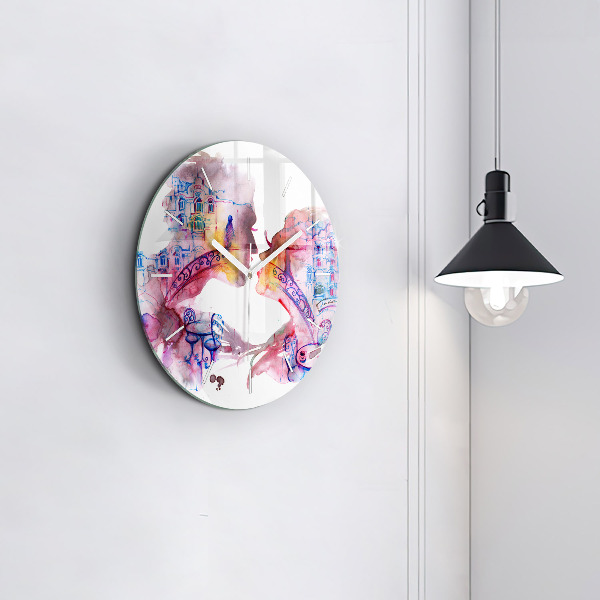 Round glass clock Two Bodies One Soul