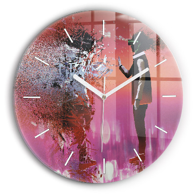 Round glass clock Cyberspace