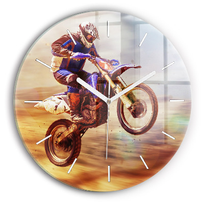Round glass clock Motocross Enduro