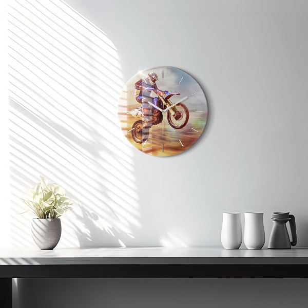 Round glass clock Motocross Enduro