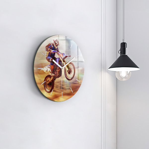 Round glass clock Motocross Enduro