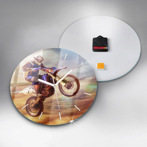 Round glass clock Motocross Enduro