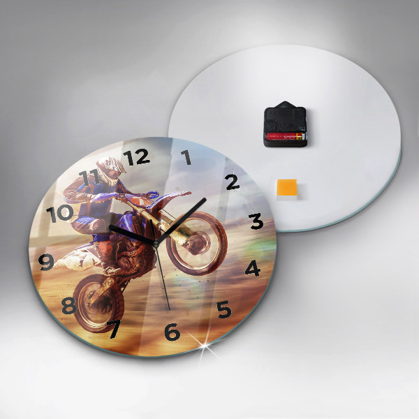 Round glass clock Motocross Enduro