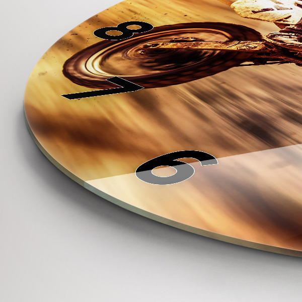 Round glass clock Motocross Enduro
