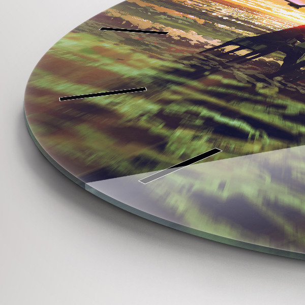 Round glass clock Concert on the beach