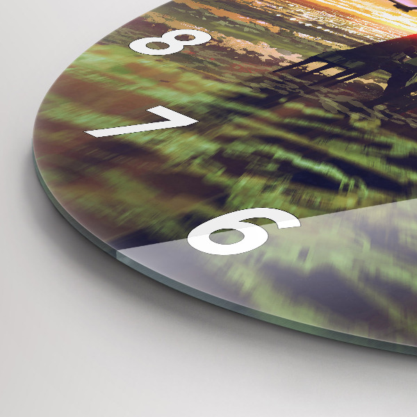 Round glass clock Concert on the beach