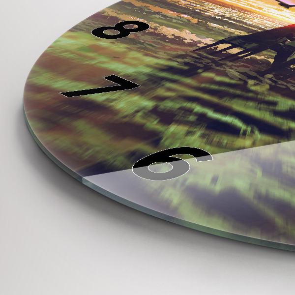 Round glass clock Concert on the beach