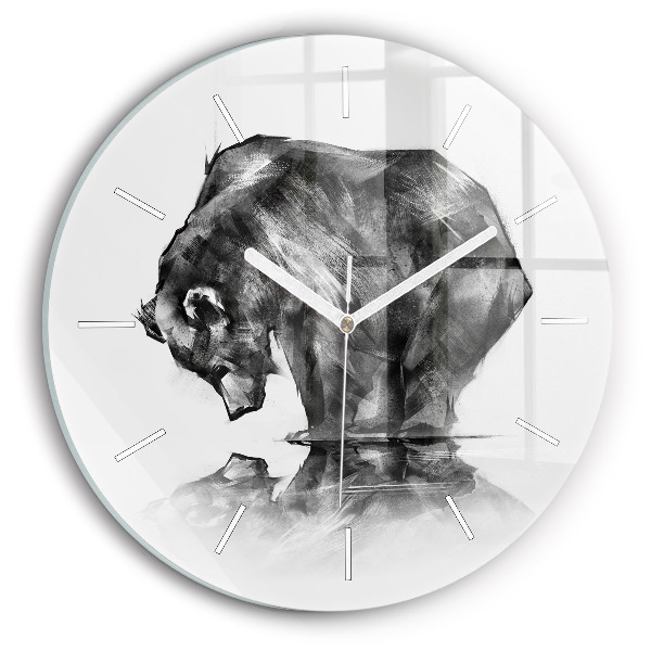 Round glass clock Cartoon bear