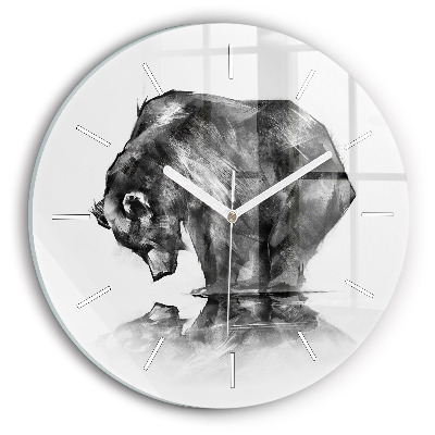 Round glass clock Cartoon bear