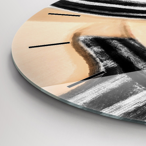 Round glass clock Woman in Black and White