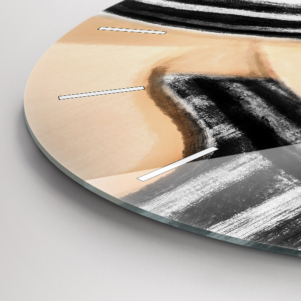 Round glass clock Woman in Black and White