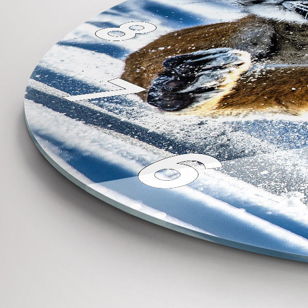 Round glass clock Leaping Tiger