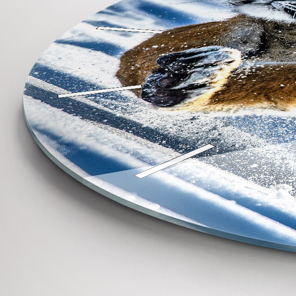 Round glass clock Leaping Tiger