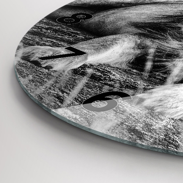 Round glass clock Abstraction - Lion
