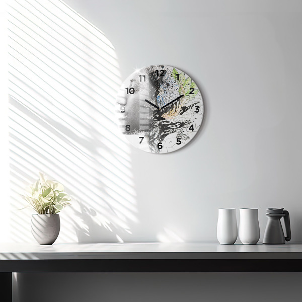 Round glass clock 'Abstract woman''s face'