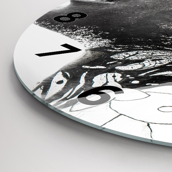 Round glass clock 'Abstract woman''s face'