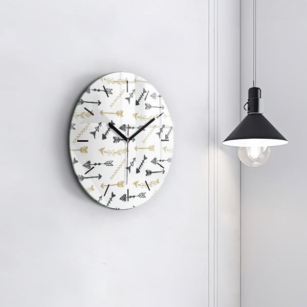 Round glass clock Geometric hipster pattern