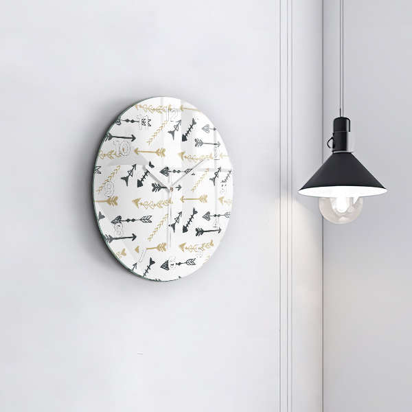 Round glass clock Geometric hipster pattern
