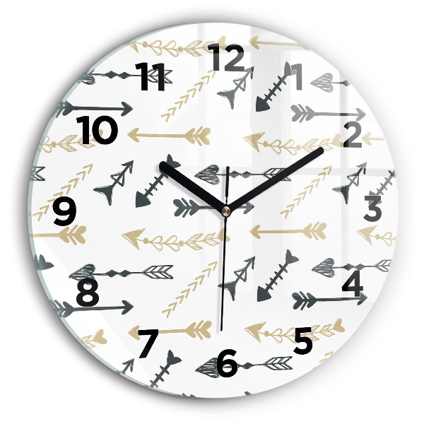 Round glass clock Geometric hipster pattern