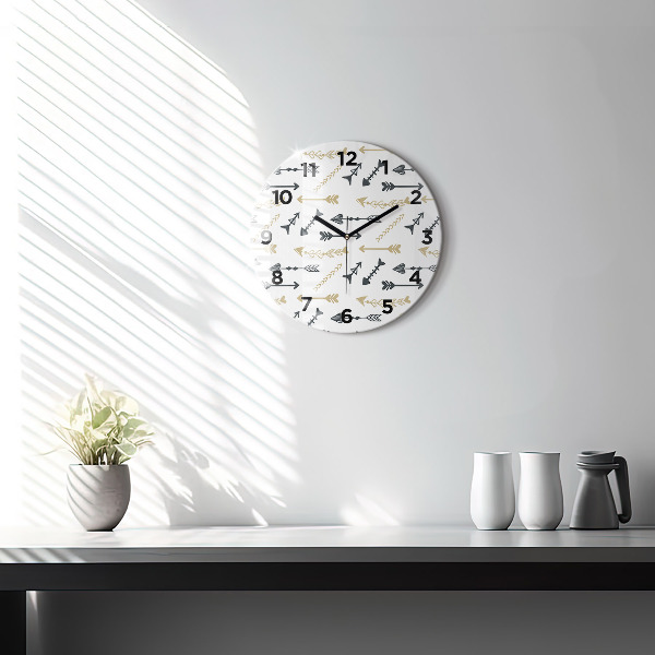 Round glass clock Geometric hipster pattern