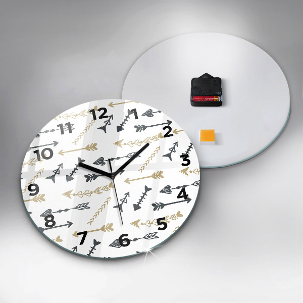 Round glass clock Geometric hipster pattern
