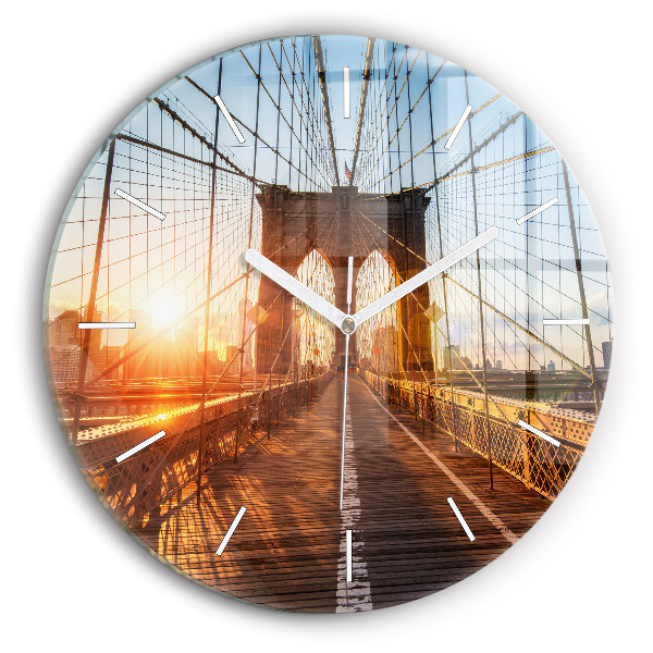 Round glass clock Brooklyn Bridge NYC