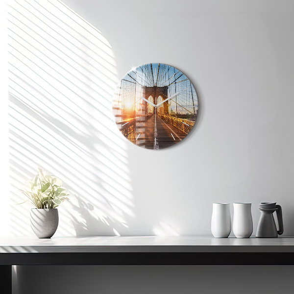 Round glass clock Brooklyn Bridge NYC