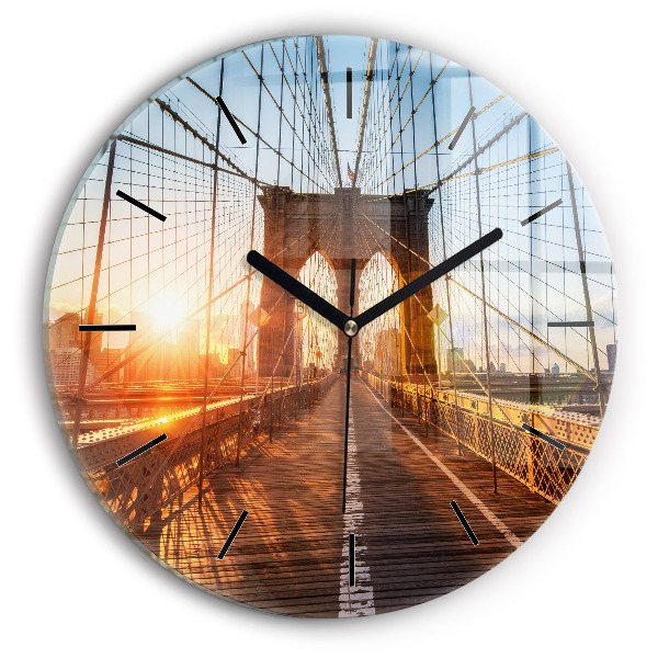 Round glass clock Brooklyn Bridge NYC