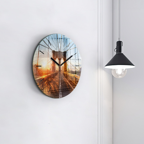 Round glass clock Brooklyn Bridge NYC