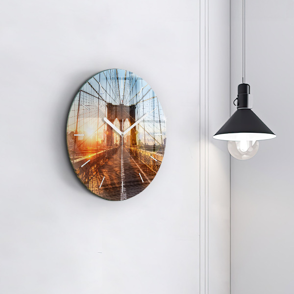 Round glass clock Brooklyn Bridge NYC