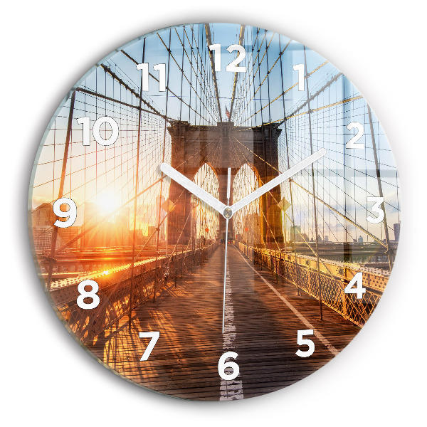 Round glass clock Brooklyn Bridge NYC