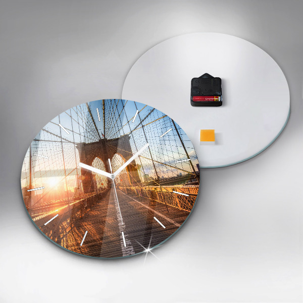 Round glass clock Brooklyn Bridge NYC