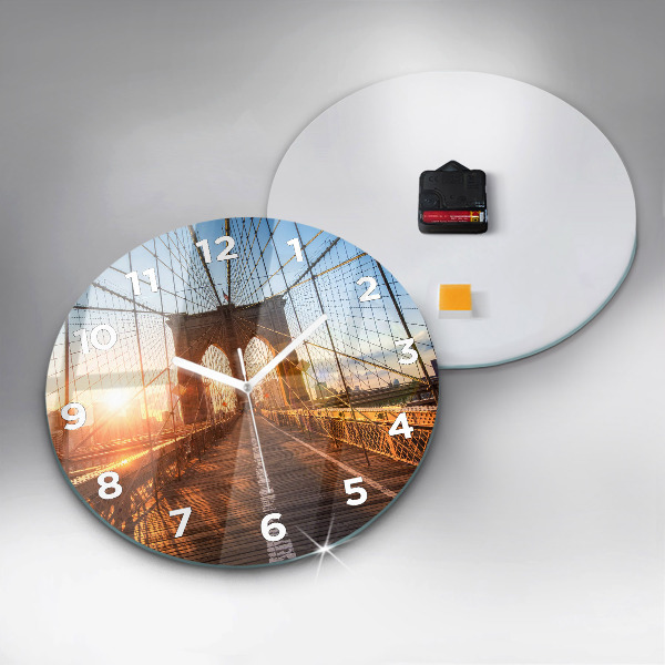 Round glass clock Brooklyn Bridge NYC