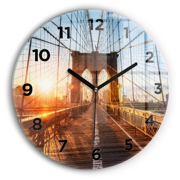 Round glass clock Brooklyn Bridge NYC