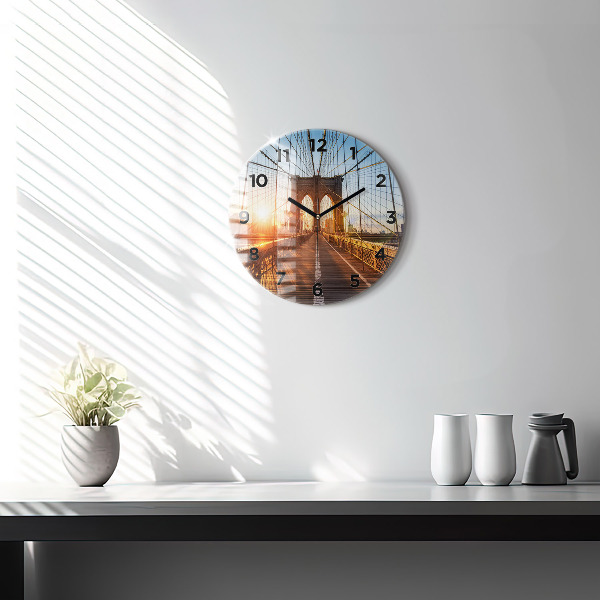 Round glass clock Brooklyn Bridge NYC