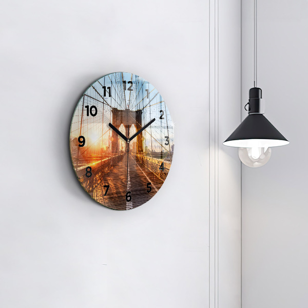 Round glass clock Brooklyn Bridge NYC