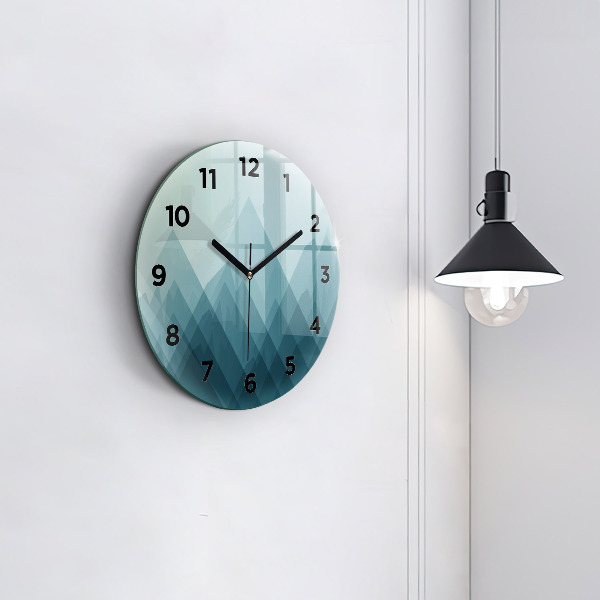 Round glass clock Geometric figures
