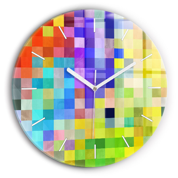Round glass clock Composition of Squares