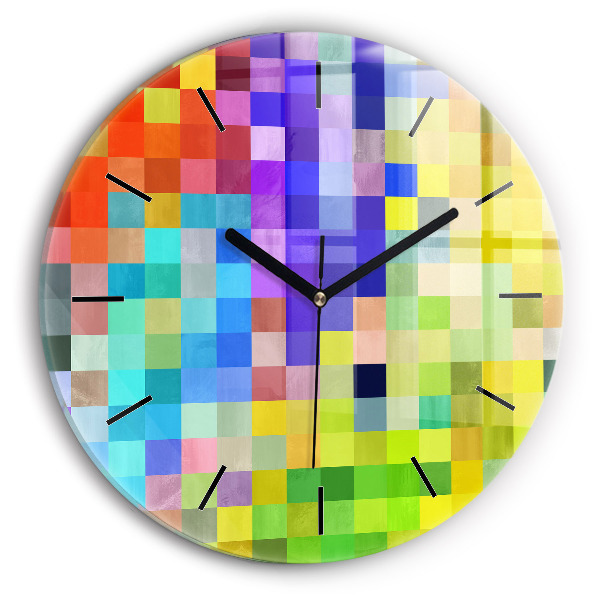 Round glass clock Composition of Squares