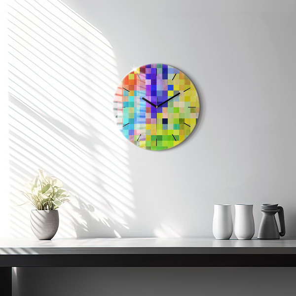Round glass clock Composition of Squares