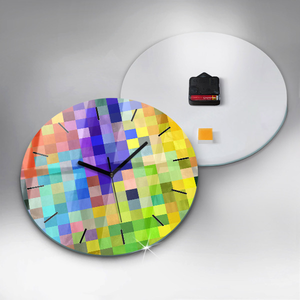 Round glass clock Composition of Squares