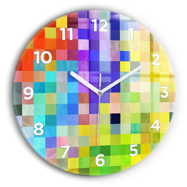 Round glass clock Composition of Squares